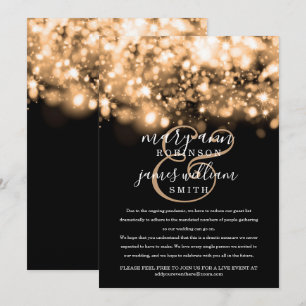 Invitation Lumières Mariages d'éclaboussures dorées réduites/