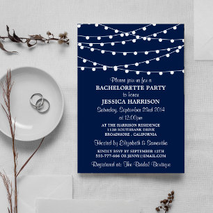 Invitation Lumières Modernes de Noël Bleu Marine pour Enterre