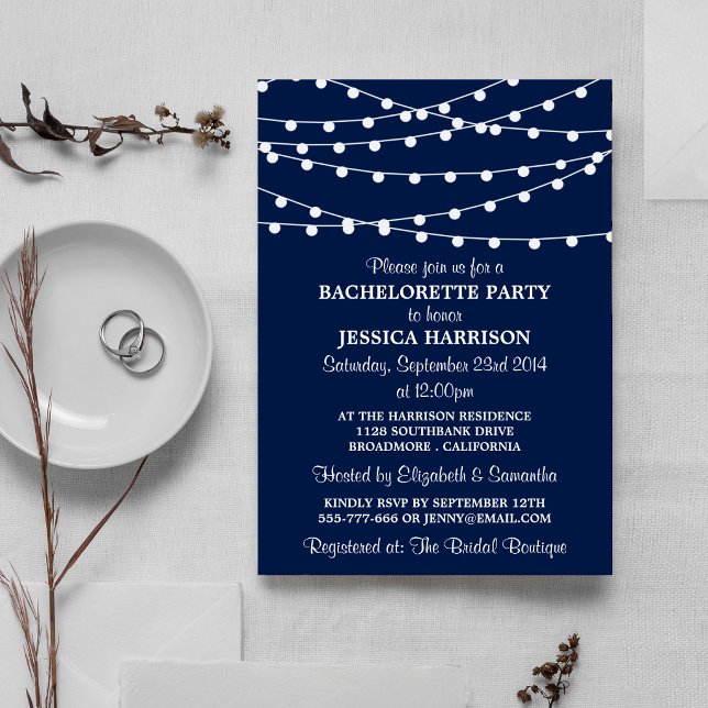 Invitation Lumières Modernes de Noël Bleu Marine pour Enterre (Créateur téléchargé)