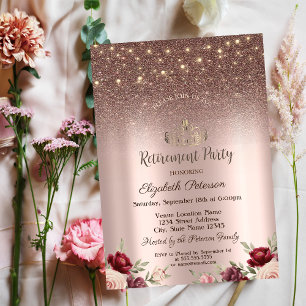 Invitation Lumières, Paillettes Bourguignon, Or Rose Retraite