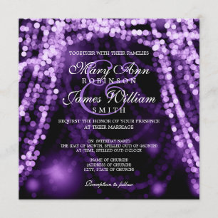 Invitation Lumières pourpres de ficelle de mariage élégant
