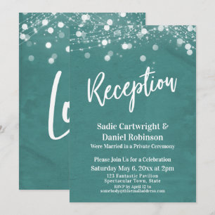 Invitation Lumières Réception de Mariage Texturée Teal unique