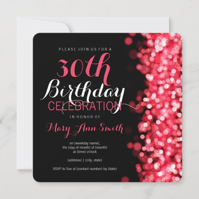 Invitation Lumières rouges pour le 30e anniversaire de la fêt (Devant)