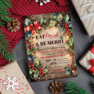 Invitation Lumières rousses Ivy Holly Noël Party