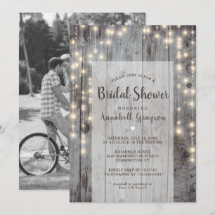 Invitation Lumières rustiques Bois Photo Bridal Showboat Invi