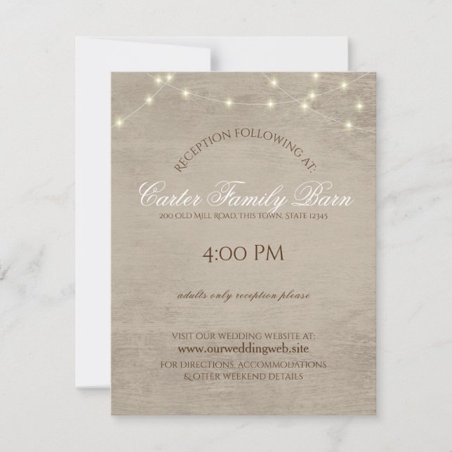 Invitation Lumières Rustiques et Carton de Mariage avec Détai (Devant)