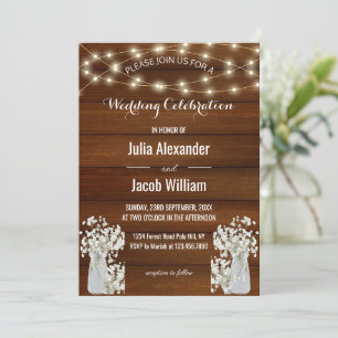 Invitation Lumières rustiques modernes Fleurs en Jar MARI