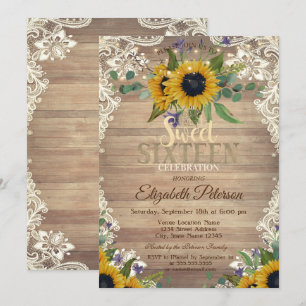Invitation Lumières Rustiques, Tournesols en Dentelle pour Fê