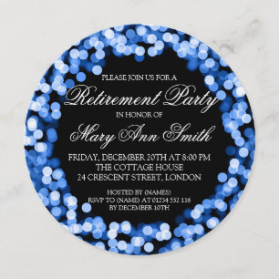Invitation Lumières scintillantes bleues élégantes de partie