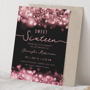 Invitation Lumières scintillantes élégantes Rose Gold Sweet S