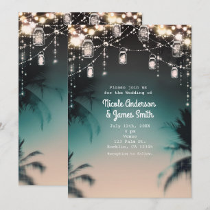 Invitation Lumières scintillantes Palmiers Élégant Mariage su