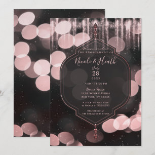 Invitation Lumières scintillantes roses et noires pour fiança