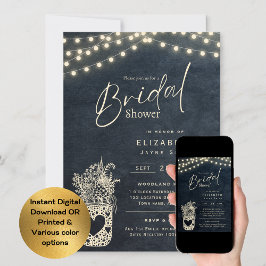 Invitation Lumières scintillantes | Rustic Barn Woodland Mari