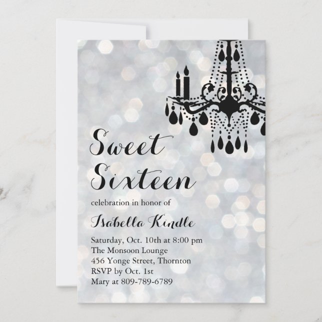 Invitation Lumières scintillantes Silver Ballroom Sweet 16 In (Devant)