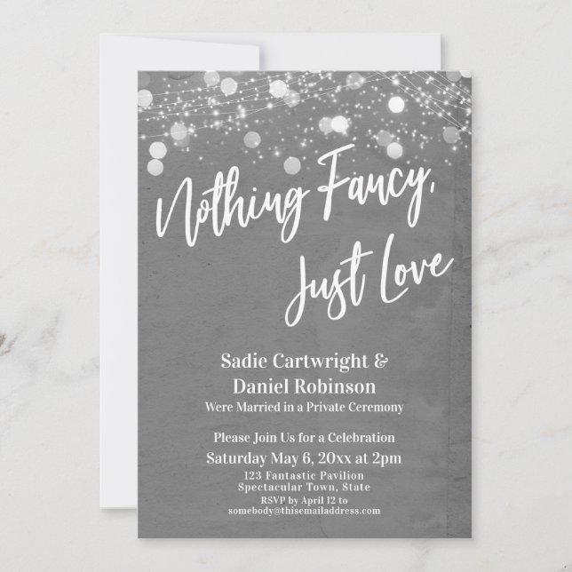 Invitation Lumières Textes Rien De Fancy Just Love Grey (Devant)