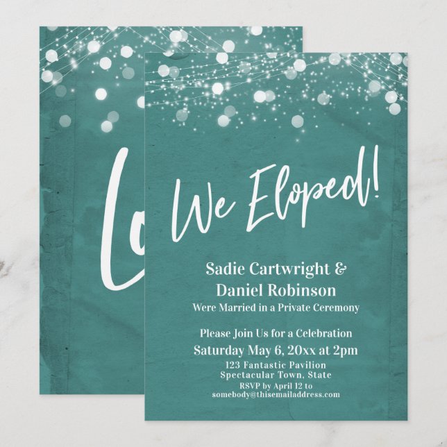 Invitation Lumières Texturé Nous sommes partis en Elopement R (Devant / Derrière)