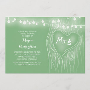 Invitation lumières vert menthe arbre douche nuptiale romanti
