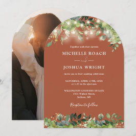 Invitation Lumières vertes Arch Terracotta Mariage photo