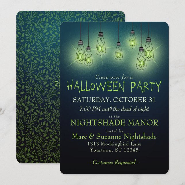 Invitation Lumières Vintages Halloween (Devant / Derrière)