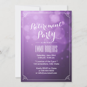 Invitation Lumières violettes modernes Élégante Parti de retr
