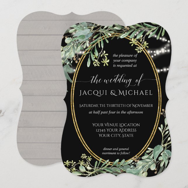 Invitation Luminaires à deux rides Eucalyptus Vert Bois Aquar (Devant / Derrière)