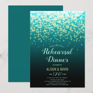 Invitation Luminaires pétillants turquoises Dîner de répétiti