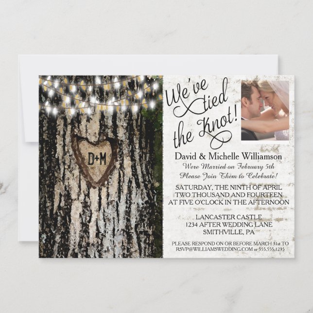 Invitation Luminaires romantiques et Mariage photo de l'arbre (Devant)