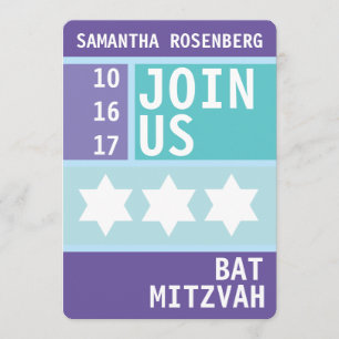 Invitation lumineuse de bat mitzvah d'étoile de