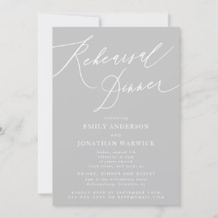 Invitation Lumineuse Gris classique Calligraphie Mariage