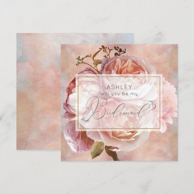 Invitation LUMINEUSE ROSE Élégante demoiselle Florale moderne (Devant / Derrière)
