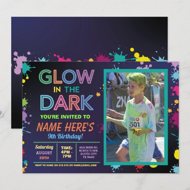 Invitation Luminosité dans l'obscurité Anniversaire photo de  (Devant / Derrière)