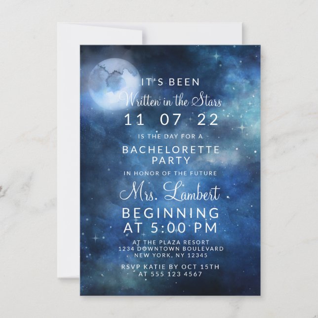 Invitation Lunar Sky Pleine lune Celestial Bachelorette Party (Devant)