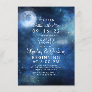 Invitation Lunar Sky Pleine lune Stars Couple Wedding shower