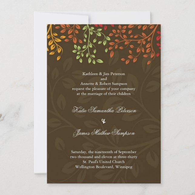 Invitation lunatique de mariage de automne (Devant)