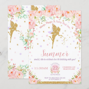 Invitation Lunatique floral d'anniversaire de rose féerique