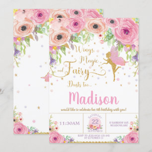Invitation Lunatique floral d'anniversaire de rose féerique