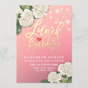 Invitation Lunch & Bubbly Fête des mariées Fleurs Lights