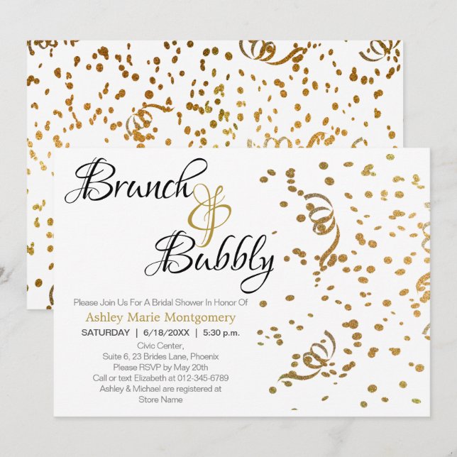 Invitation Lunch élégant avec bulles pour l'enterrement de vi (Devant / Derrière)