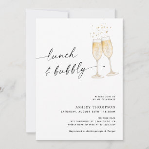 Invitation Lunch et Bubbly Enterrement de Vie de Jeune Fille,