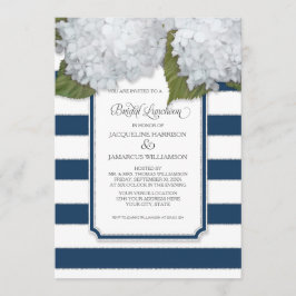 Invitation Luncheon de mariage Hydrangea blanc Rayure bleu ma