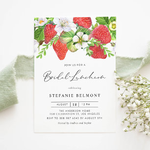 Invitation Luncheon de nuptiale botanique de fraises d'aquare