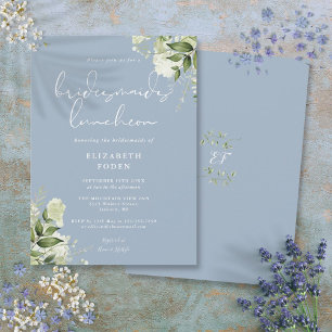Invitation Luncheon de servante Dusty Blue Greenery