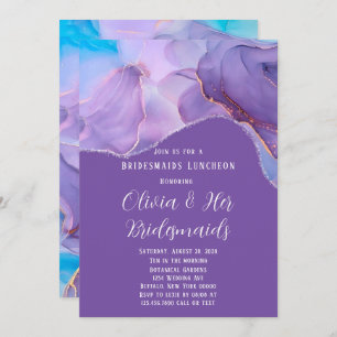 Invitation Luncheon d'Encre d'alcool Turquoise violet