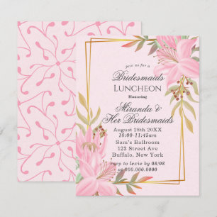 Invitation Luncheon d'Epouse Rose Floral Kraft