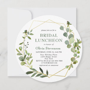 Invitation LUNCHÉON Eucalyptus moderne cadre géométrique BRID