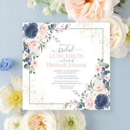 Invitation Luncheon nuptial bleu bleu bleu bleu rose or flora