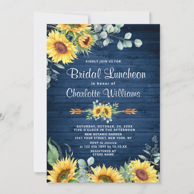 Invitation Luncheon nuptial des tournesols Eucalyptus (Devant)