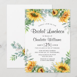 Invitation Luncheon nuptial des tournesols Eucalyptus
