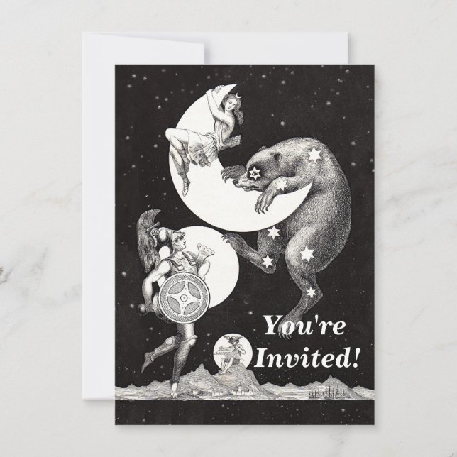Invitation Lune céleste ciel Univers Dieu Nuit Illustration (Devant)