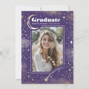 Invitation Lune céleste et étoiles Diplômé en photo